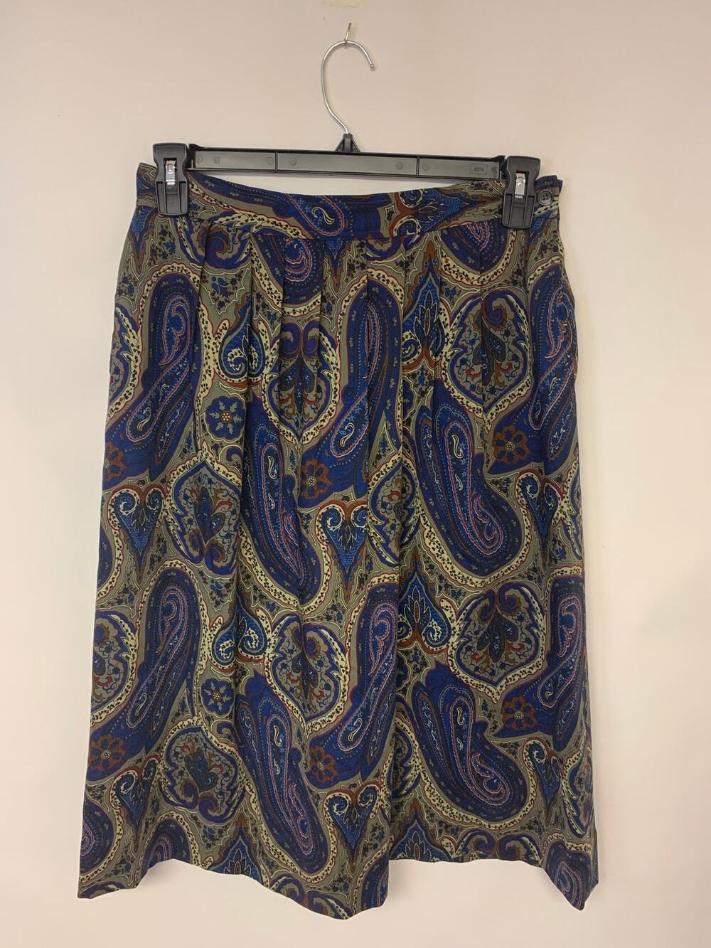 J.G.Hook Skirt Vintage Wool Pleated Paisley Classic Dark Academia Womens SZ 14